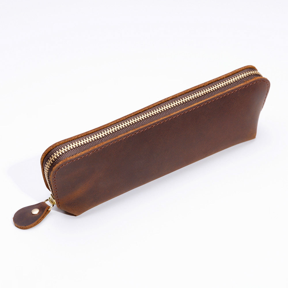Wholesale Retro Fashion Genuine Leather Creative Pencil Case